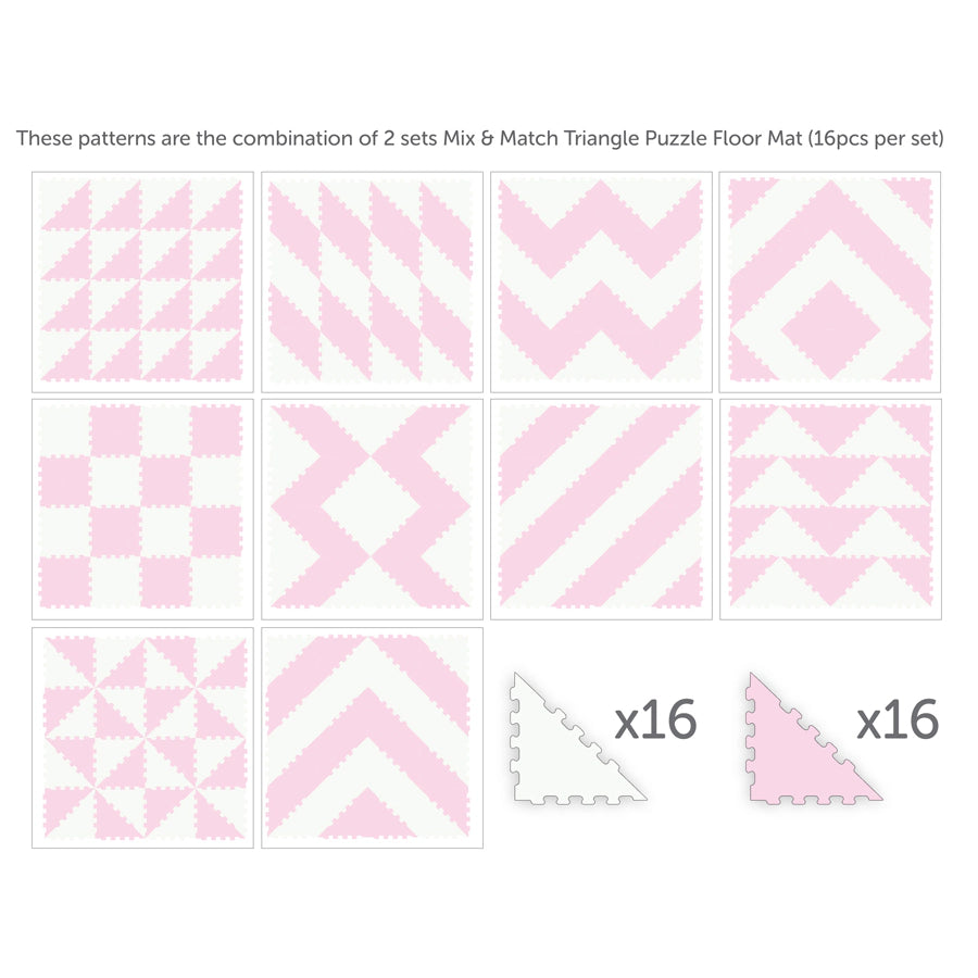 Sunta 2 Colours Triangle Puzzle Floor Mat 16 pcs (Pink) Sunta 2 Colours Triangle Puzzle Floor Mat 16 pcs (Pink)
