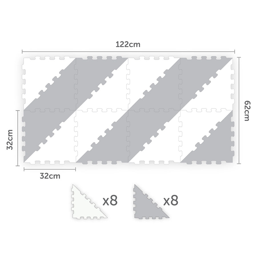 Sunta 2 Colours Triangle Puzzle Floor Mat 16 pcs (Grey) Sunta 2 Colours Triangle Puzzle Floor Mat 16 pcs (Grey)