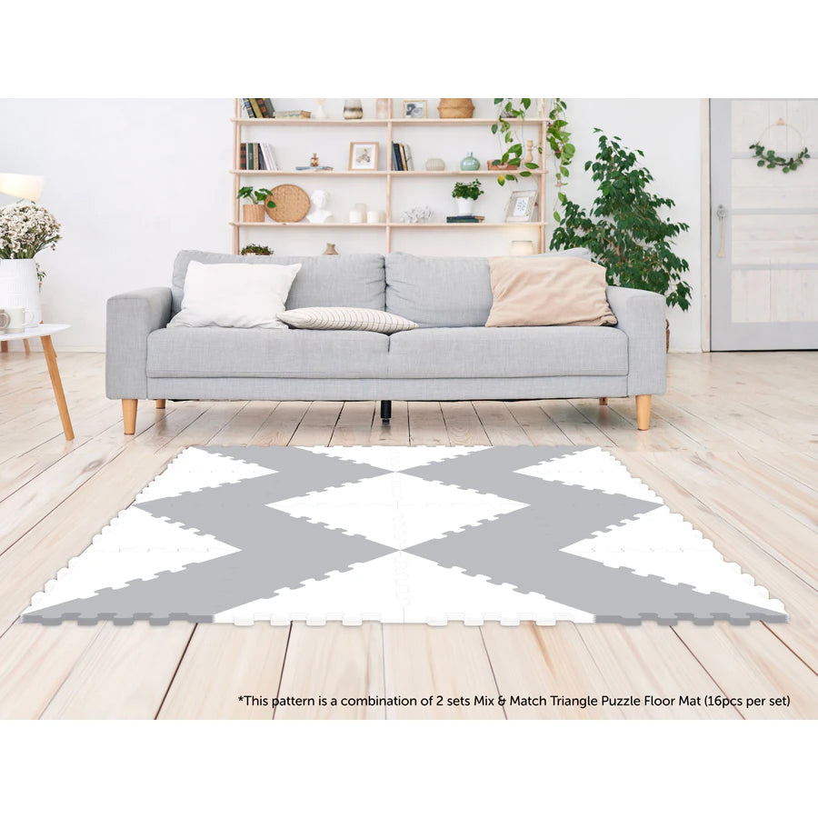 Sunta 2 Colours Triangle Puzzle Floor Mat 16 pcs (Grey) Sunta 2 Colours Triangle Puzzle Floor Mat 16 pcs (Grey)
