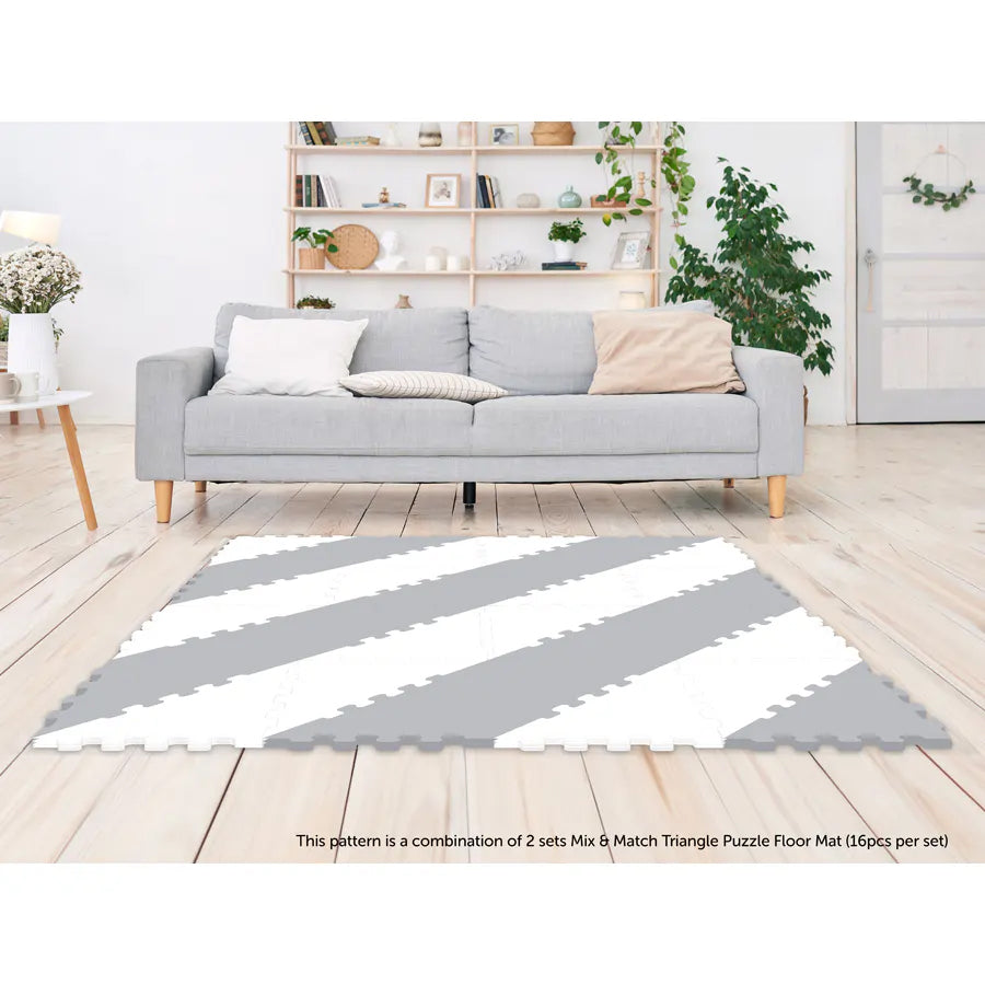 Sunta 2 Colours Triangle Puzzle Floor Mat 16 pcs (Grey) Sunta 2 Colours Triangle Puzzle Floor Mat 16 pcs (Grey)