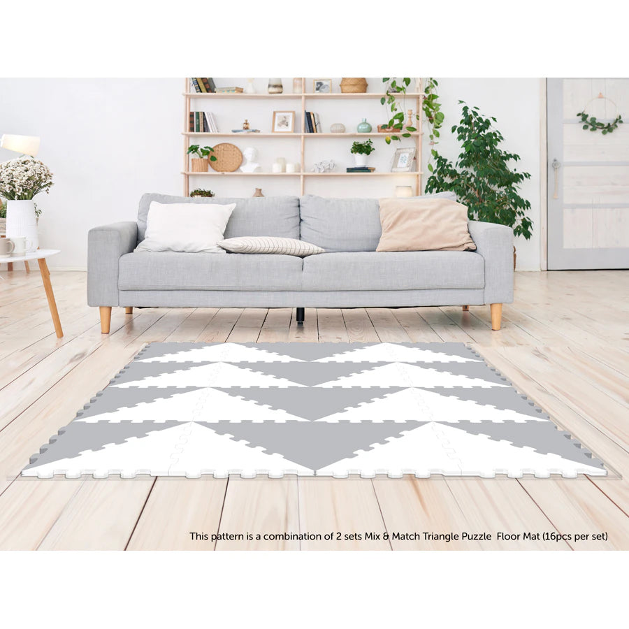 Sunta 2 Colours Triangle Puzzle Floor Mat 16 pcs (Grey) Sunta 2 Colours Triangle Puzzle Floor Mat 16 pcs (Grey)