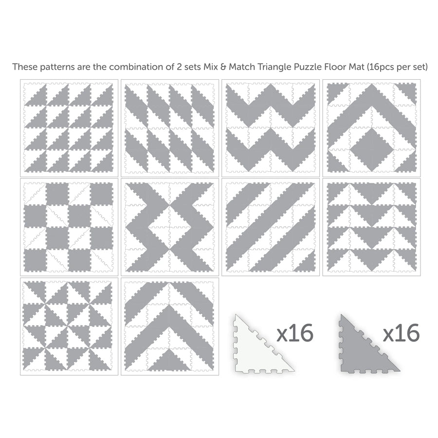 Sunta 2 Colours Triangle Puzzle Floor Mat 16 pcs (Grey) Sunta 2 Colours Triangle Puzzle Floor Mat 16 pcs (Grey)