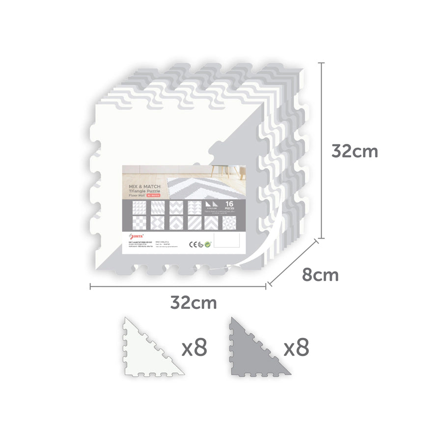 Sunta 2 Colours Triangle Puzzle Floor Mat 16 pcs (Grey) Sunta 2 Colours Triangle Puzzle Floor Mat 16 pcs (Grey)