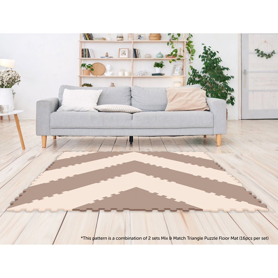 Sunta 2 Colours Triangle Puzzle Floor Mat 16 pcs (Brown) Sunta 2 Colours Triangle Puzzle Floor Mat 16 pcs (Brown)