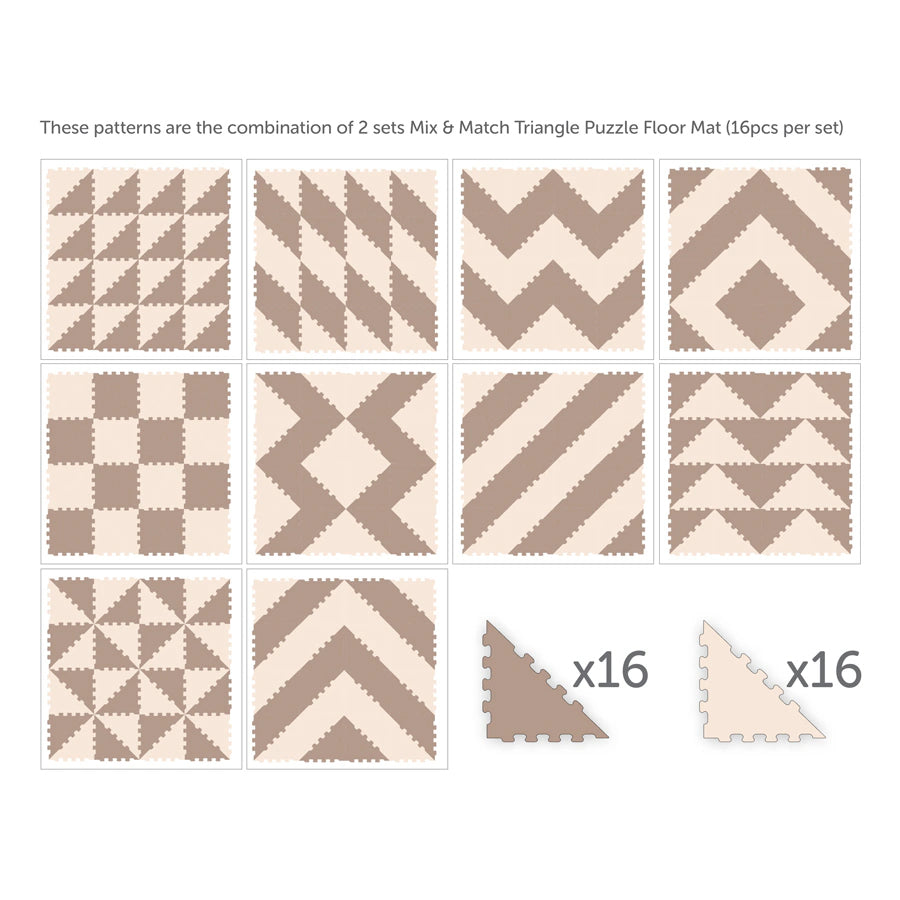 Sunta 2 Colours Triangle Puzzle Floor Mat 16 pcs (Brown) Sunta 2 Colours Triangle Puzzle Floor Mat 16 pcs (Brown)