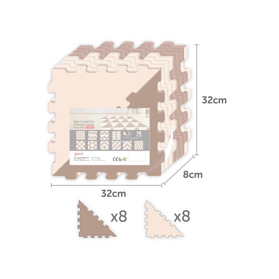 Sunta 2 Colours Triangle Puzzle Floor Mat 16 pcs (Brown) Sunta 2 Colours Triangle Puzzle Floor Mat 16 pcs (Brown)