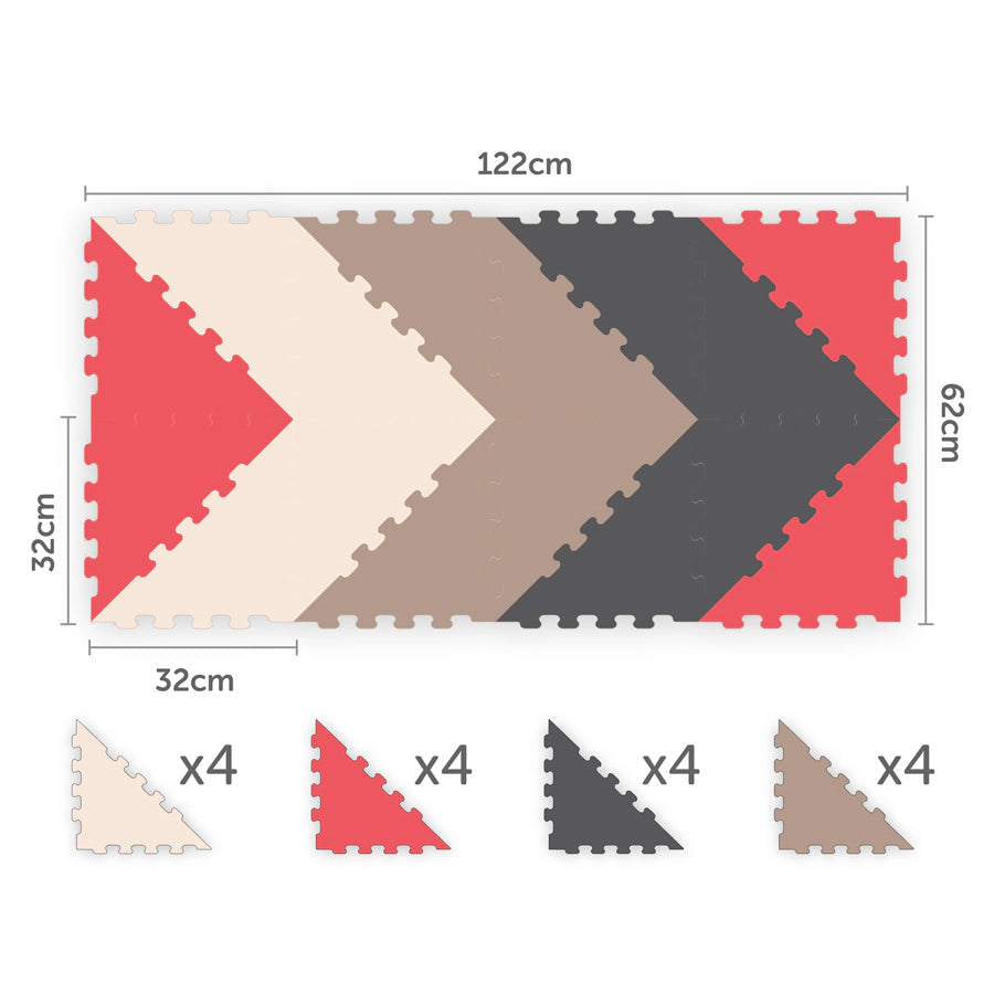 Sunta 4 Colours Triangle Puzzle Floor Mat 16 pcs Sunta 4 Colours Triangle Puzzle Floor Mat 16 pcs