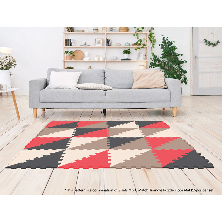 Sunta 4 Colours Triangle Puzzle Floor Mat 16 pcs Sunta 4 Colours Triangle Puzzle Floor Mat 16 pcs