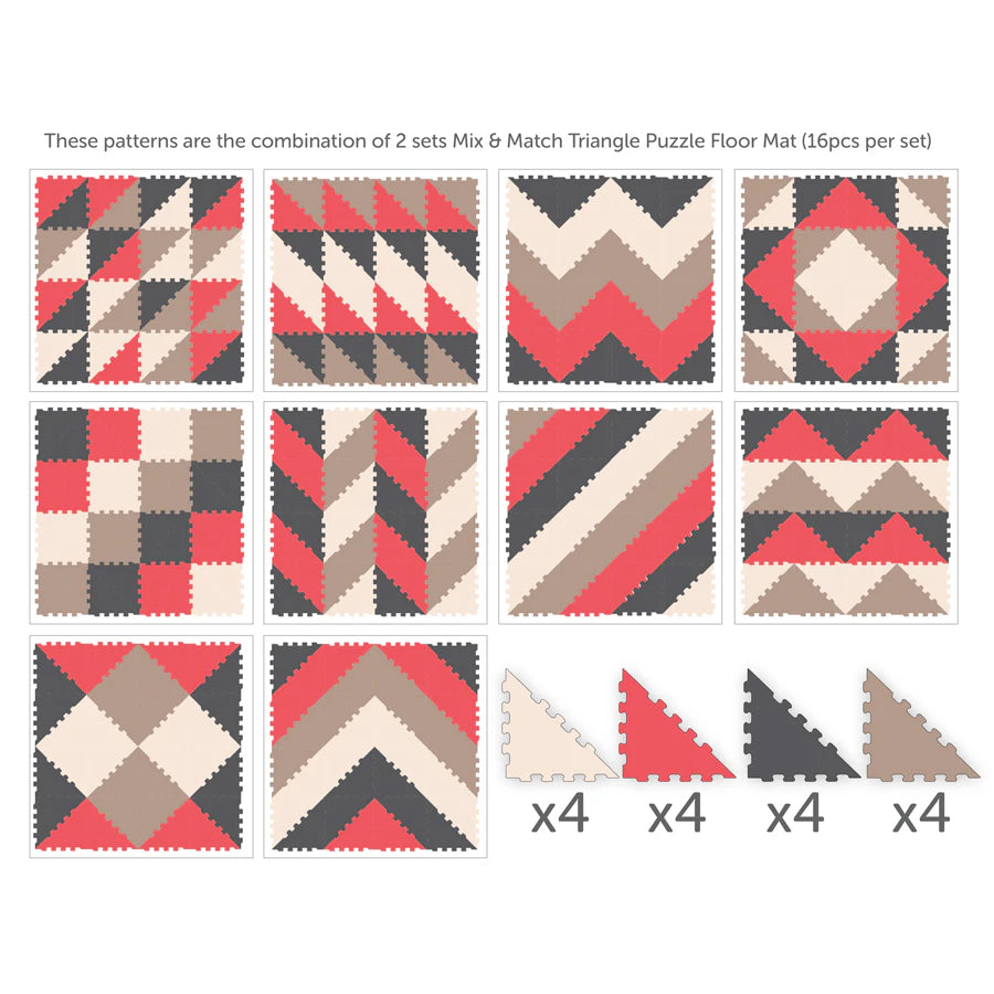 Sunta 4 Colours Triangle Puzzle Floor Mat 16 pcs Sunta 4 Colours Triangle Puzzle Floor Mat 16 pcs