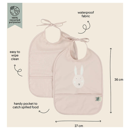 Trixie Waterproof Bib with Pocket Pack of 2 (Mrs. Rabbit)