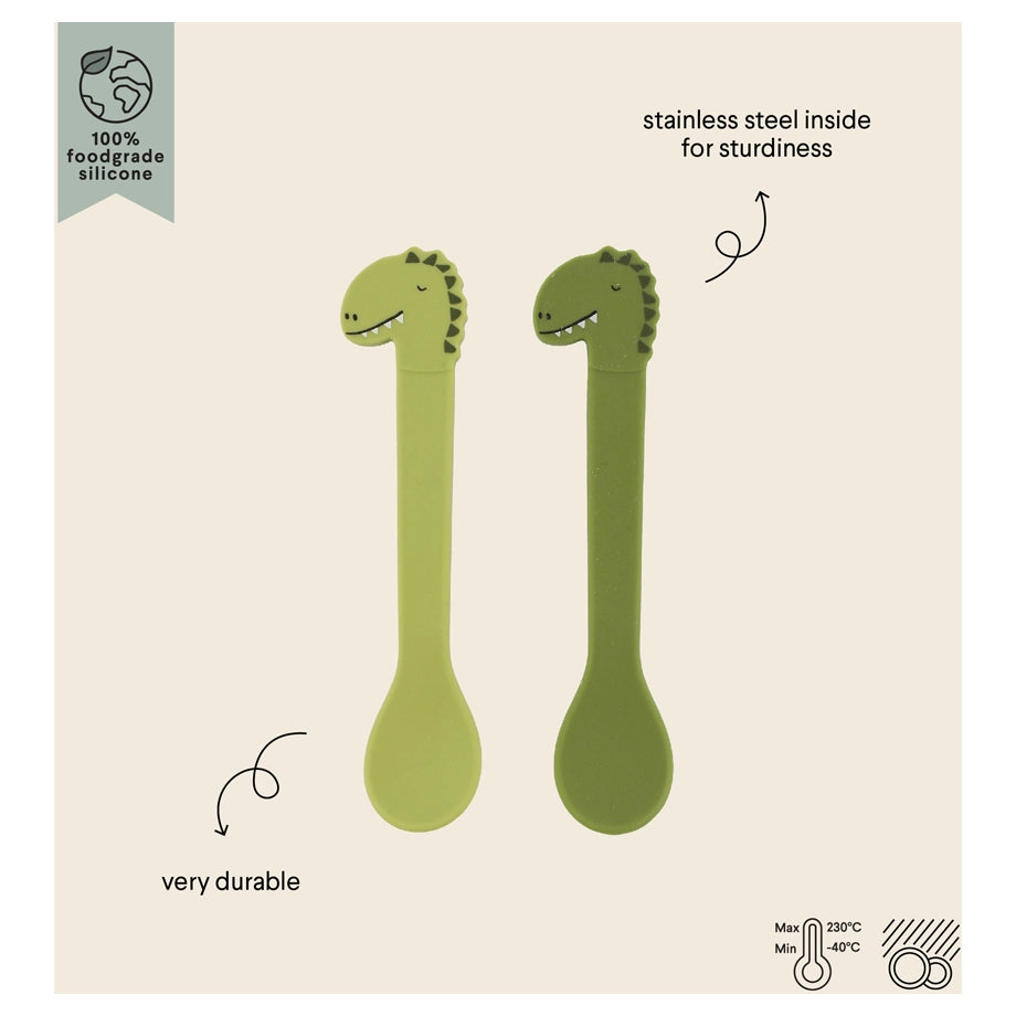 Trixie Silicone Feeding Spoon Pack of 2 (Mr Dino)