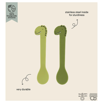 Trixie Silicone Feeding Spoon Pack of 2 (Mr Dino)