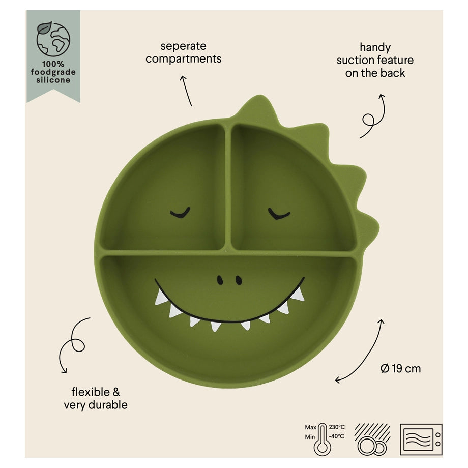 Trixie Silicone Divided Plate with Suction (Mr Dino)
