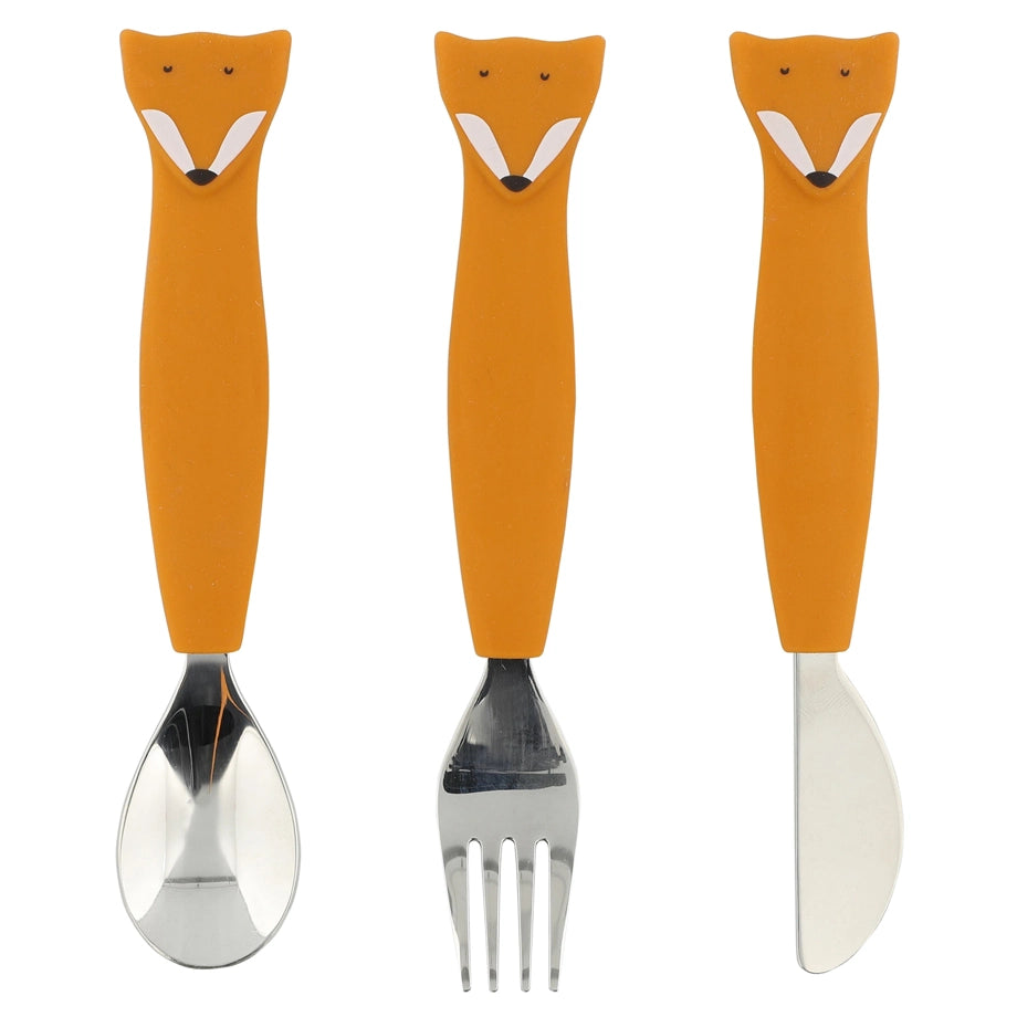Trixie Stainless Steel Cutlery Set with Silicone Handle (Mr Fox)