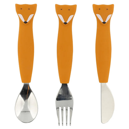 Trixie Stainless Steel Cutlery Set with Silicone Handle (Mr Fox)