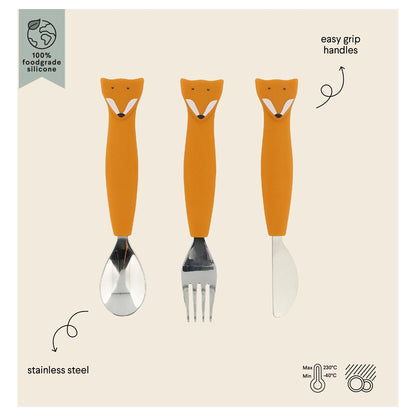 Trixie Stainless Steel Cutlery Set with Silicone Handle (Mr Fox)