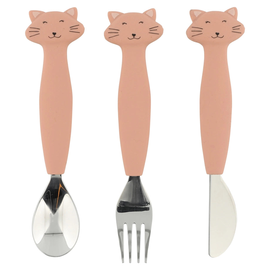 Trixie Stainless Steel Cutlery Set with Silicone Handle (Mrs Cat)