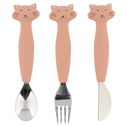 Trixie Stainless Steel Cutlery Set with Silicone Handle (Mrs Cat)