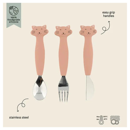 Trixie Stainless Steel Cutlery Set with Silicone Handle (Mrs Cat)