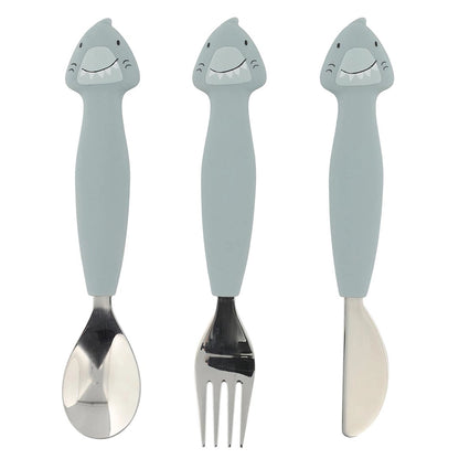 Trixie Stainless Steel Cutlery Set with Silicone Handle (Mr Shark)