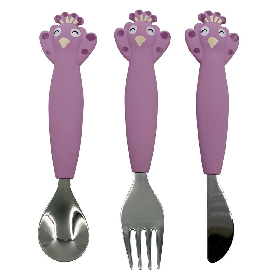 Trixie Stainless Steel Cutlery Set with Silicone Handle (Mrs. Peacock)
