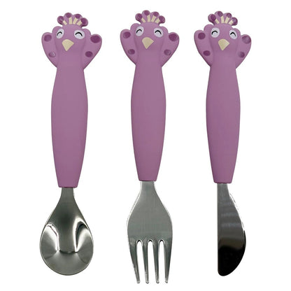 Trixie Stainless Steel Cutlery Set with Silicone Handle (Mrs. Peacock)