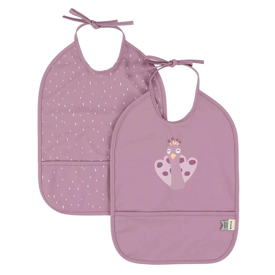 Trixie Waterproof Bib with Pocket Pack of 2 (Mrs. Peacock)