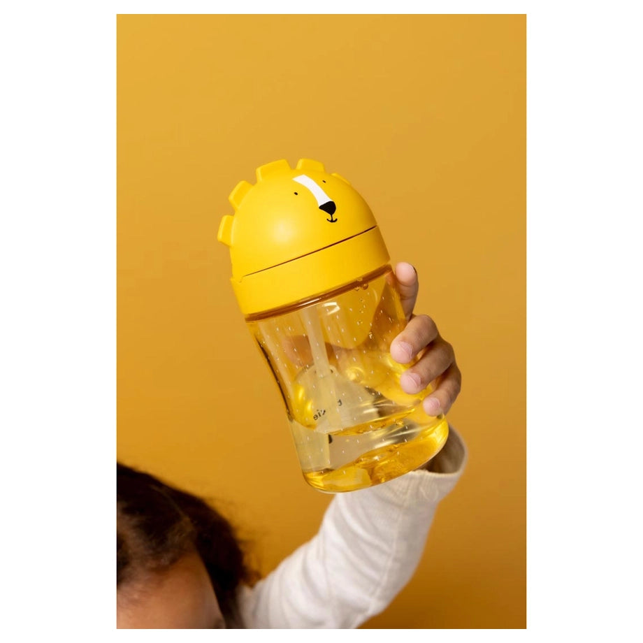 Trixie Tritan Spill Proof Straw Bottle 300ml (Mr. Lion)