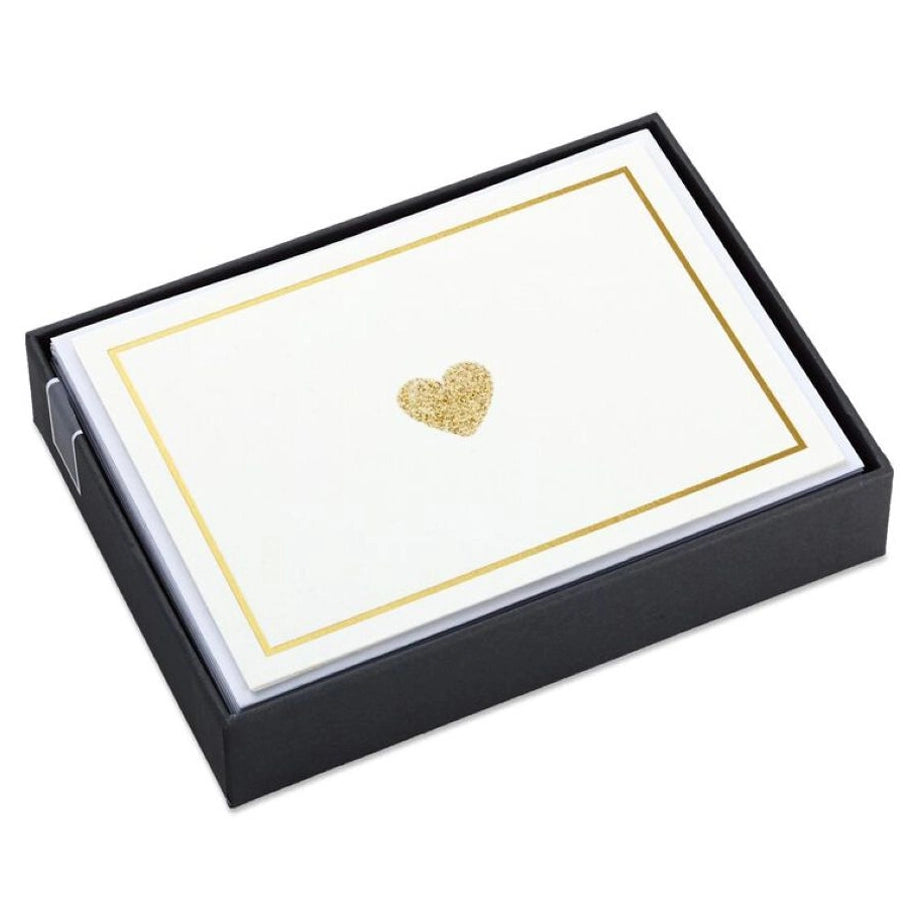 Hallmark Glittery Gold Hearts Blank Note Cards (Pack of 10)