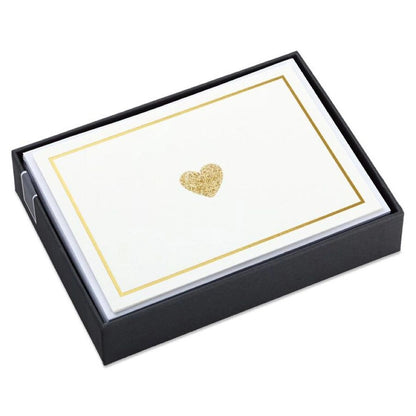 Hallmark Glittery Gold Hearts Blank Note Cards (Pack of 10)