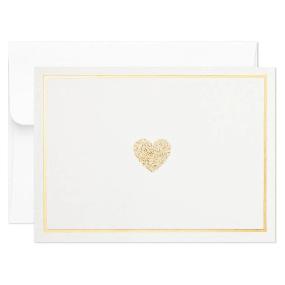Hallmark Glittery Gold Hearts Blank Note Cards (Pack of 10)
