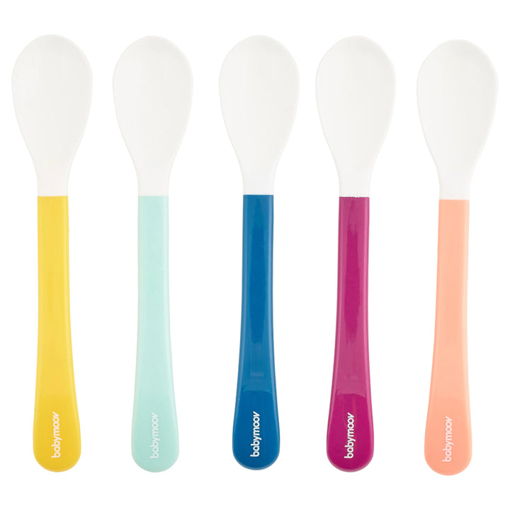 Babymoov 2nd Age Whitehead Spoons Set of 5, Multicolor