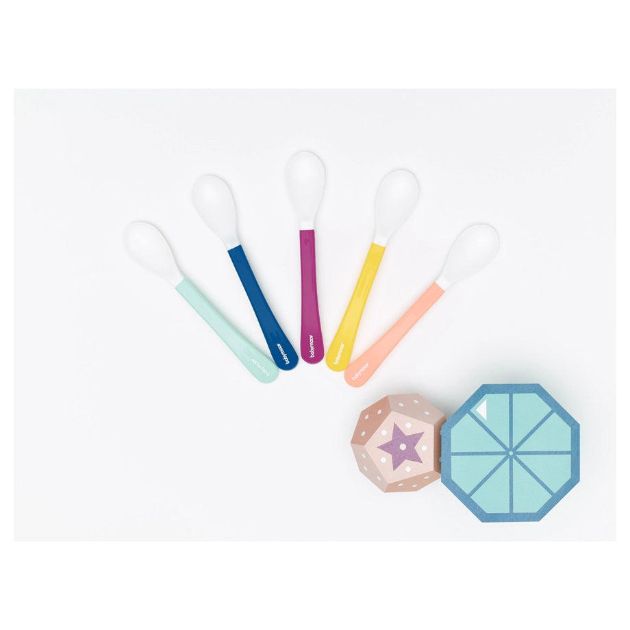 Babymoov 2nd Age Whitehead Spoons Set of 5, Multicolor