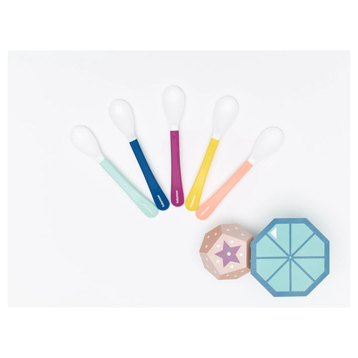 Babymoov 2nd Age Whitehead Spoons Set of 5, Multicolor