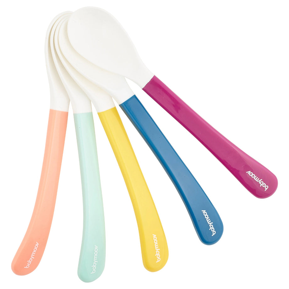 Babymoov 2nd Age Whitehead Spoons Set of 5, Multicolor