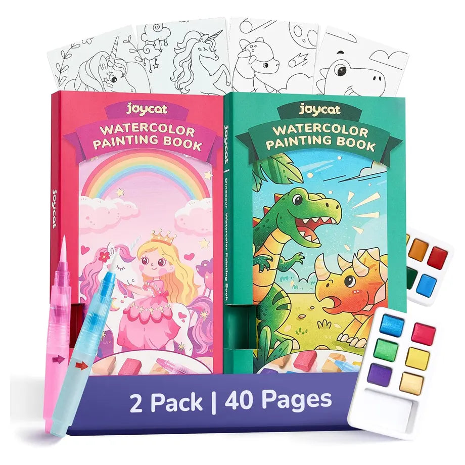 Joycat 2 Pack Pocket Paint with Water Coloring Books (Magical Pony & Dinosaurs)