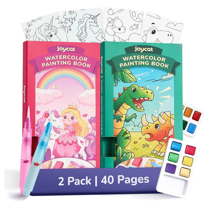 Joycat 2 Pack Pocket Paint with Water Coloring Books (Magical Pony & Dinosaurs)