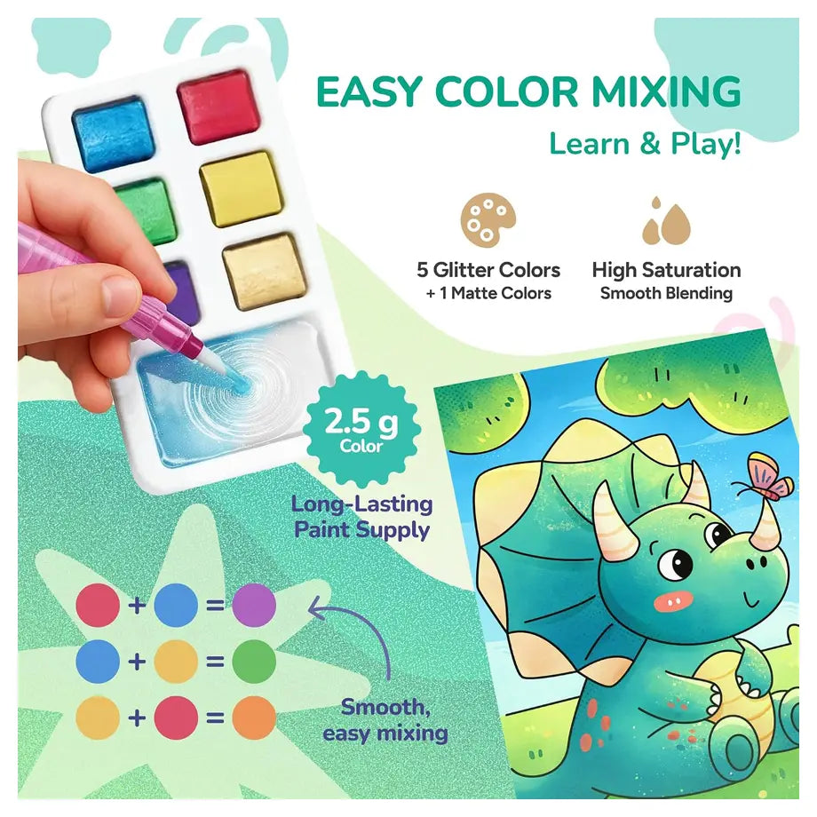 Joycat 2 Pack Pocket Paint with Water Coloring Books (Magical Pony & Dinosaurs)