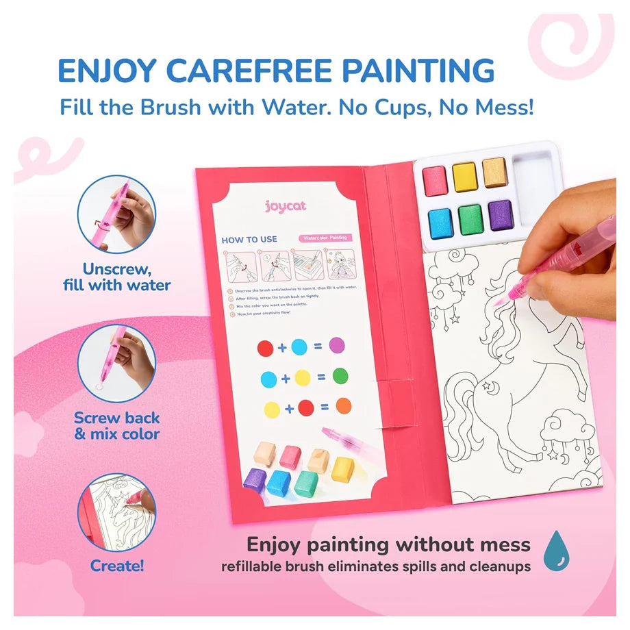 Joycat 2 Pack Pocket Paint with Water Coloring Books (Magical Pony & Dinosaurs)