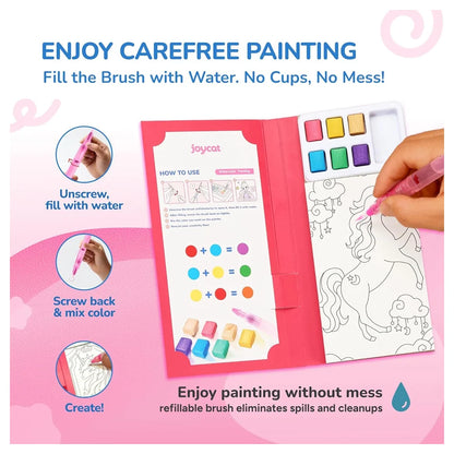 Joycat 2 Pack Pocket Paint with Water Coloring Books (Magical Pony & Dinosaurs)