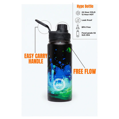HYPE Water Bottle Black 3D Droplets Badge (Black)
