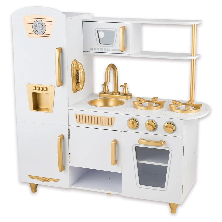 Little Angel Wooden Kids Kitchen Set (white/Gold)