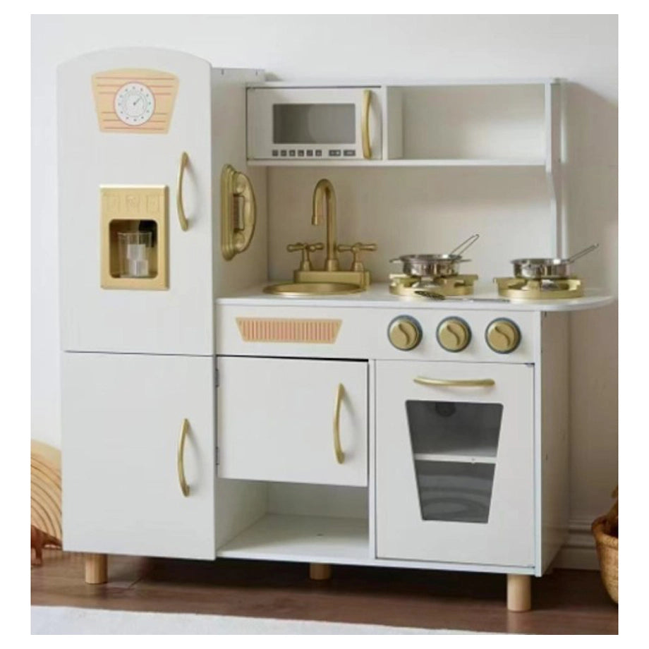 Little Angel Wooden Kids Kitchen Set (white/Gold)