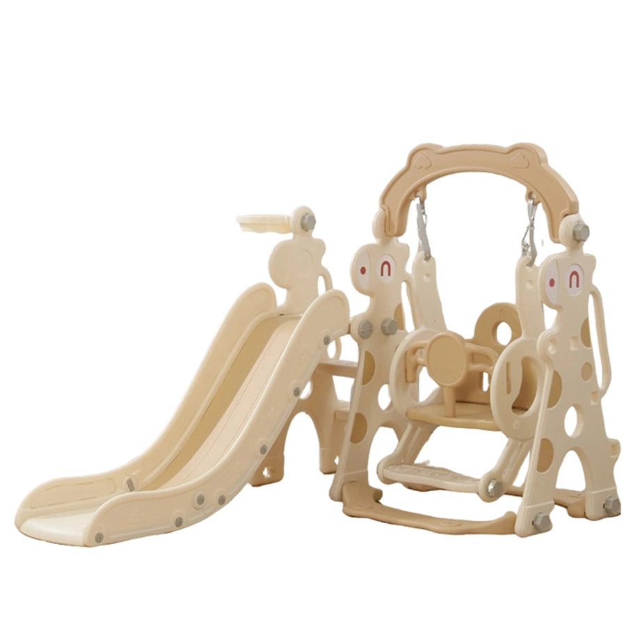 Infinity 4 In 1 Toddler Slide And Swing Set With Basketball Hoop (Khaki)