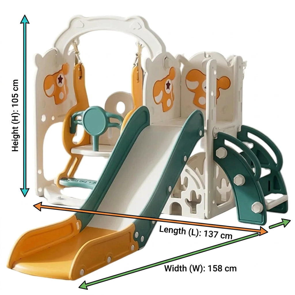 Infinity 6 In 1 Toddler Slide And Swingset With Free Climbing Playset (Yellow/Green)