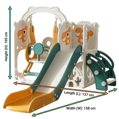 Infinity 6 In 1 Toddler Slide And Swingset With Free Climbing Playset (Yellow/Green)