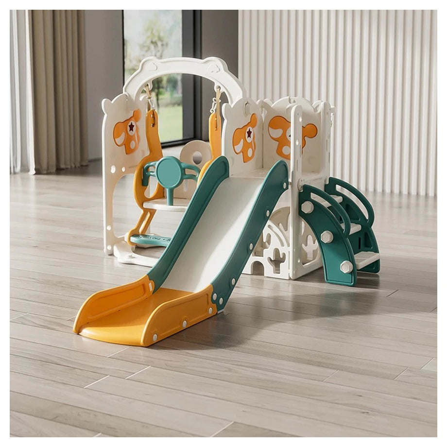 Infinity 6 In 1 Toddler Slide And Swingset With Free Climbing Playset (Yellow/Green)