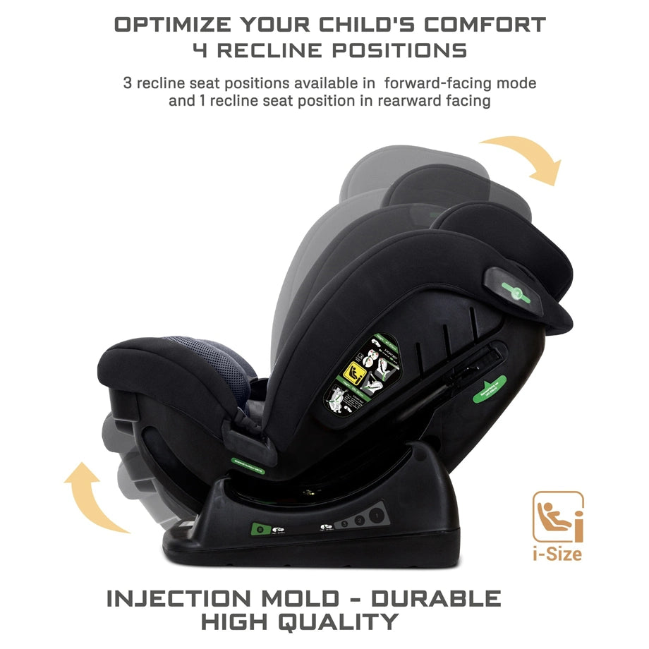 Neobreez Eroca i-Size All-In-One Convertible Car Seat 0-12Yrs (Black/Grey)