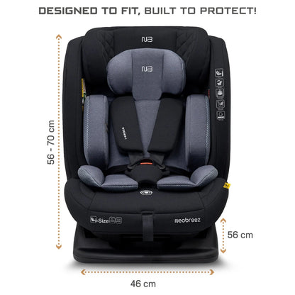 Neobreez Eroca i-Size All-In-One Convertible Car Seat 0-12Yrs (Black/Grey)