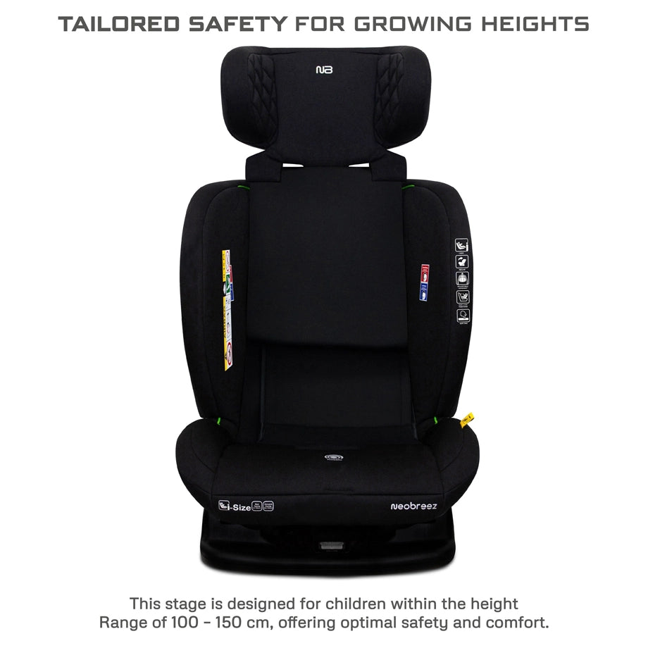 Neobreez Eroca i-Size All-In-One Convertible Car Seat 0-12Yrs (Black/Grey)